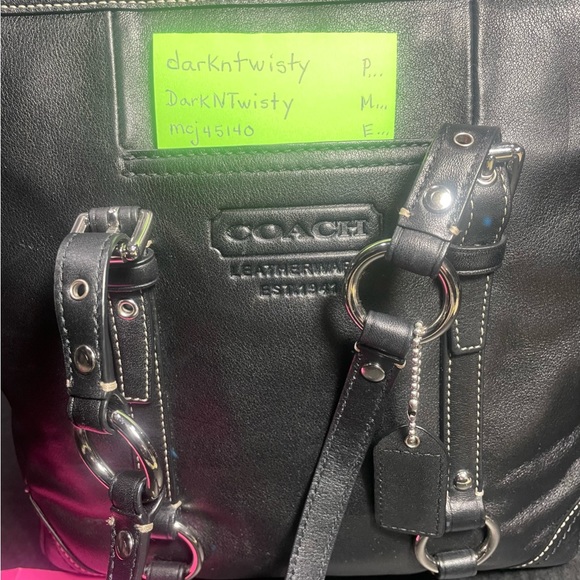 Vintage Coach Black Leather Tote Excellent, classy, LIKE NEW VERY WELL CARED FOR - Picture 7 of 17